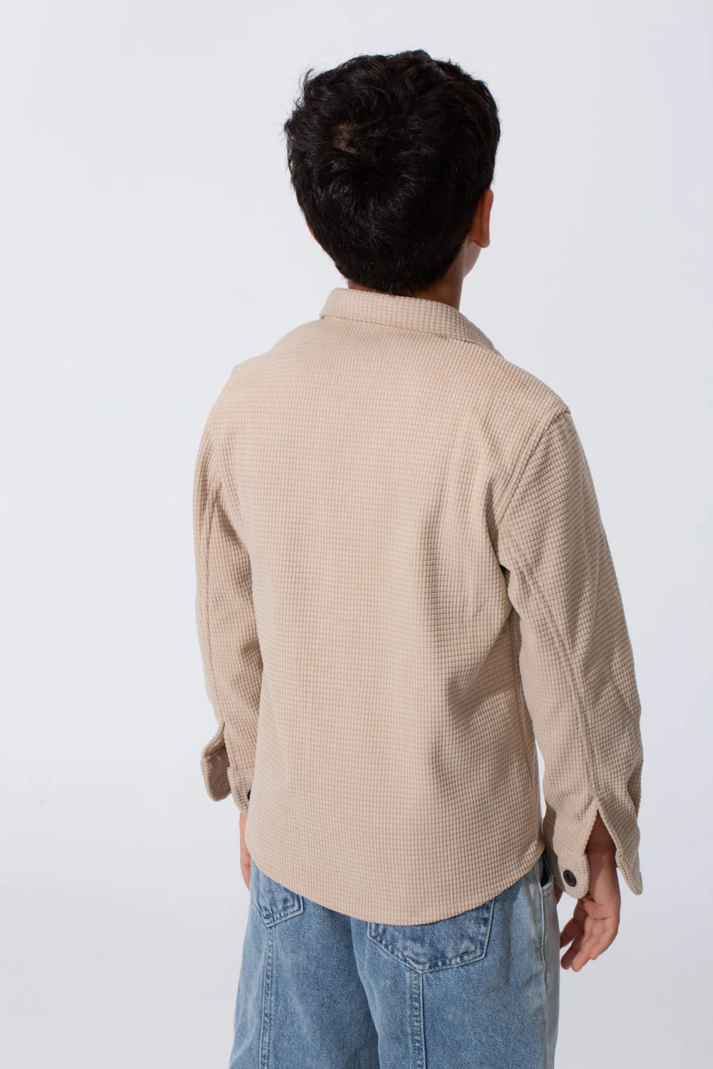 Boy's Slim Fit Velvet Shirt With Long Sleeves And A Front Pocket - Image 2