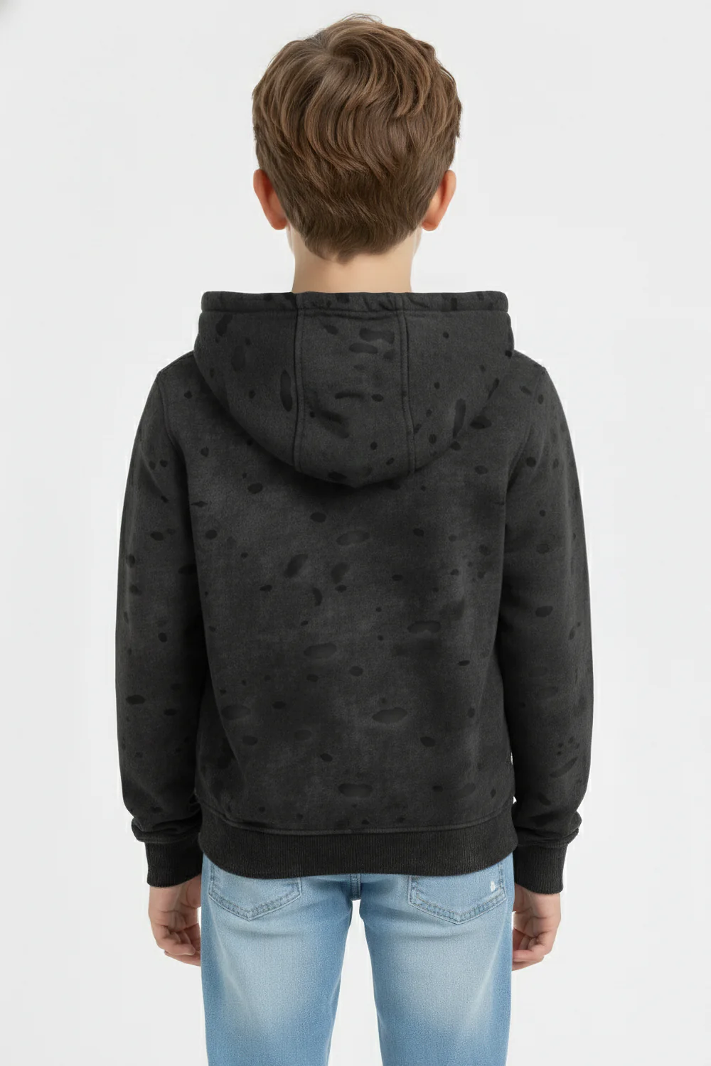 Boy's Slim Fit Washed Hood Sweatshirt With Kangaroo Pocket And Long Sleeves - Image 2