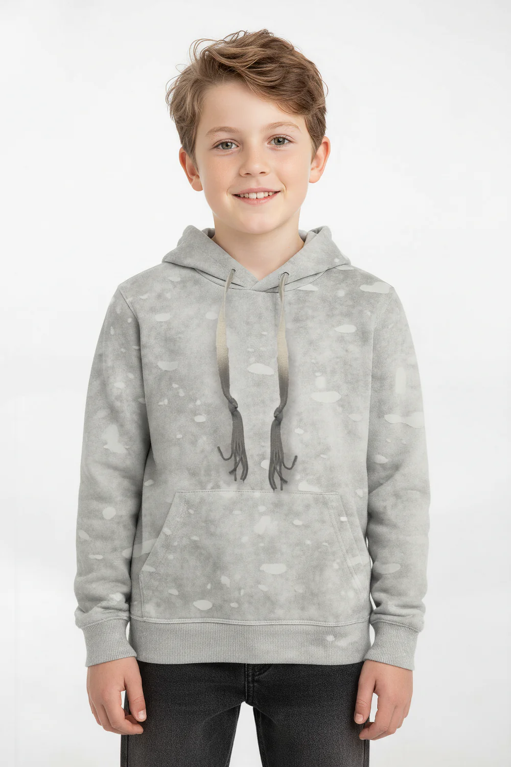 Boy's Slim Fit Washed Hood Sweatshirt With Kangaroo Pocket And Long Sleeves - Image 5