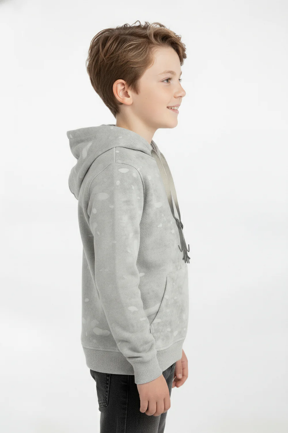 Boy's Slim Fit Washed Hood Sweatshirt With Kangaroo Pocket And Long Sleeves - Image 7