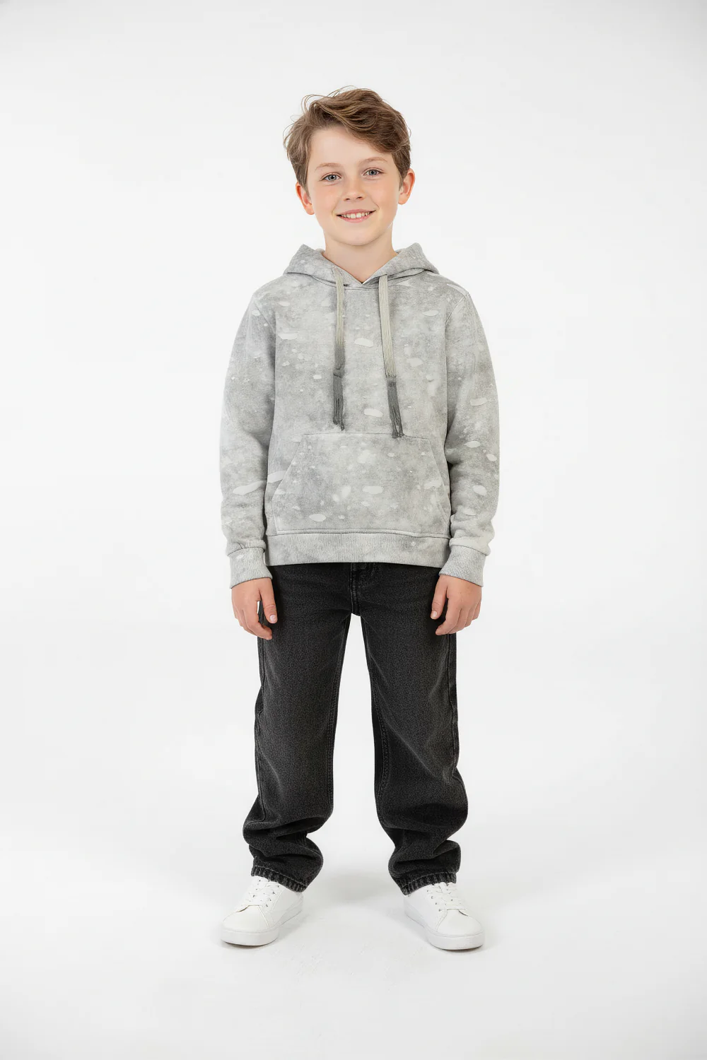 Boy's Slim Fit Washed Hood Sweatshirt With Kangaroo Pocket And Long Sleeves - Image 8