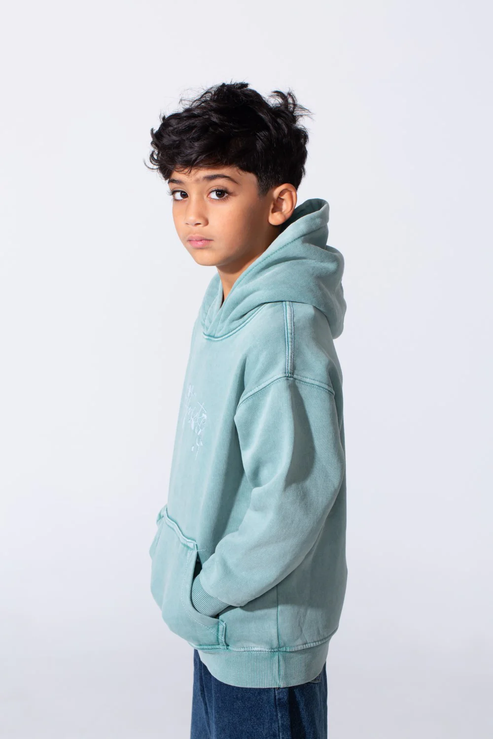 Boy's Slim Fit Washed Hoodie Sweatshirt With Front Pocket - Image 10