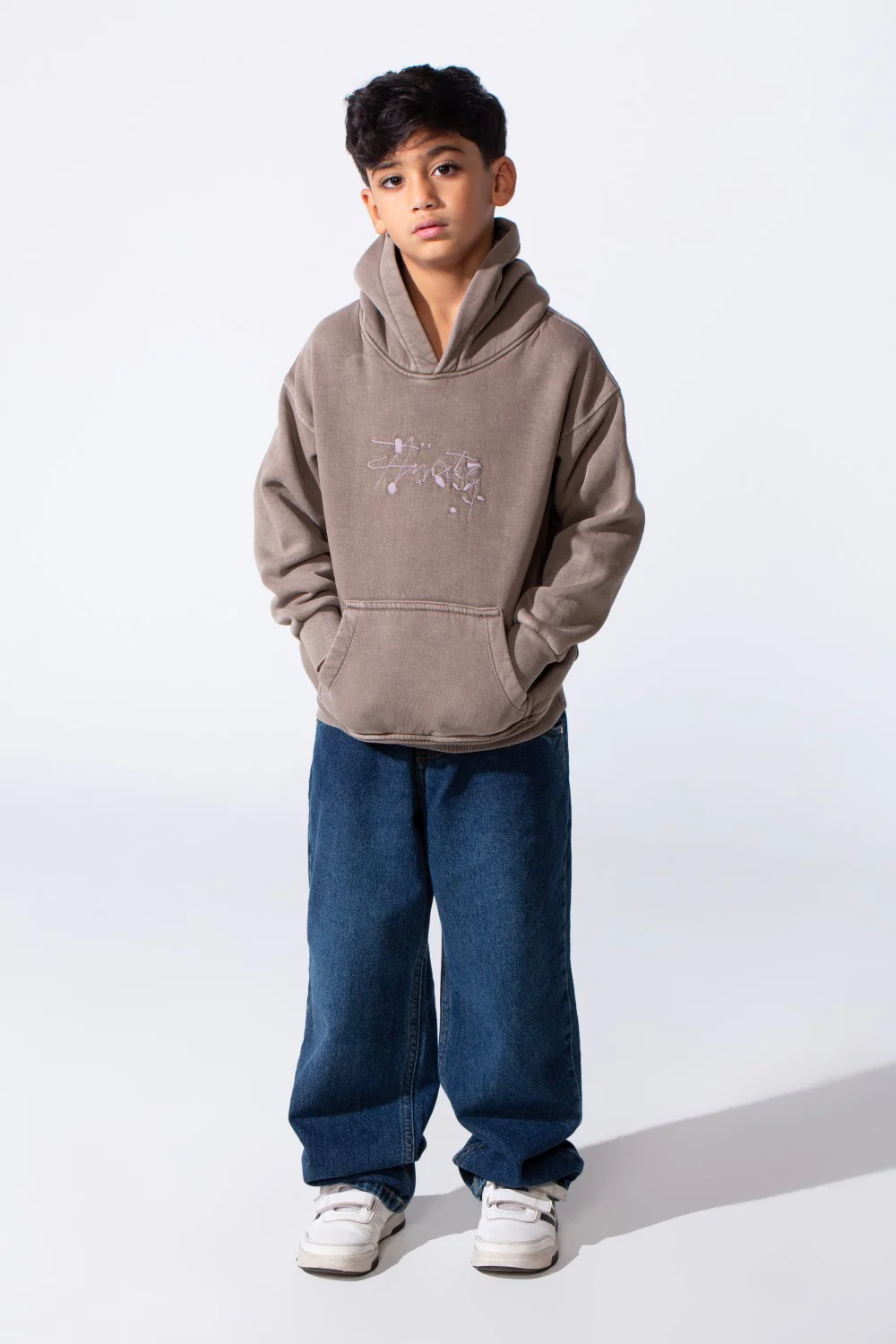 Boy's Slim Fit Washed Hoodie Sweatshirt With Front Pocket - Image 5