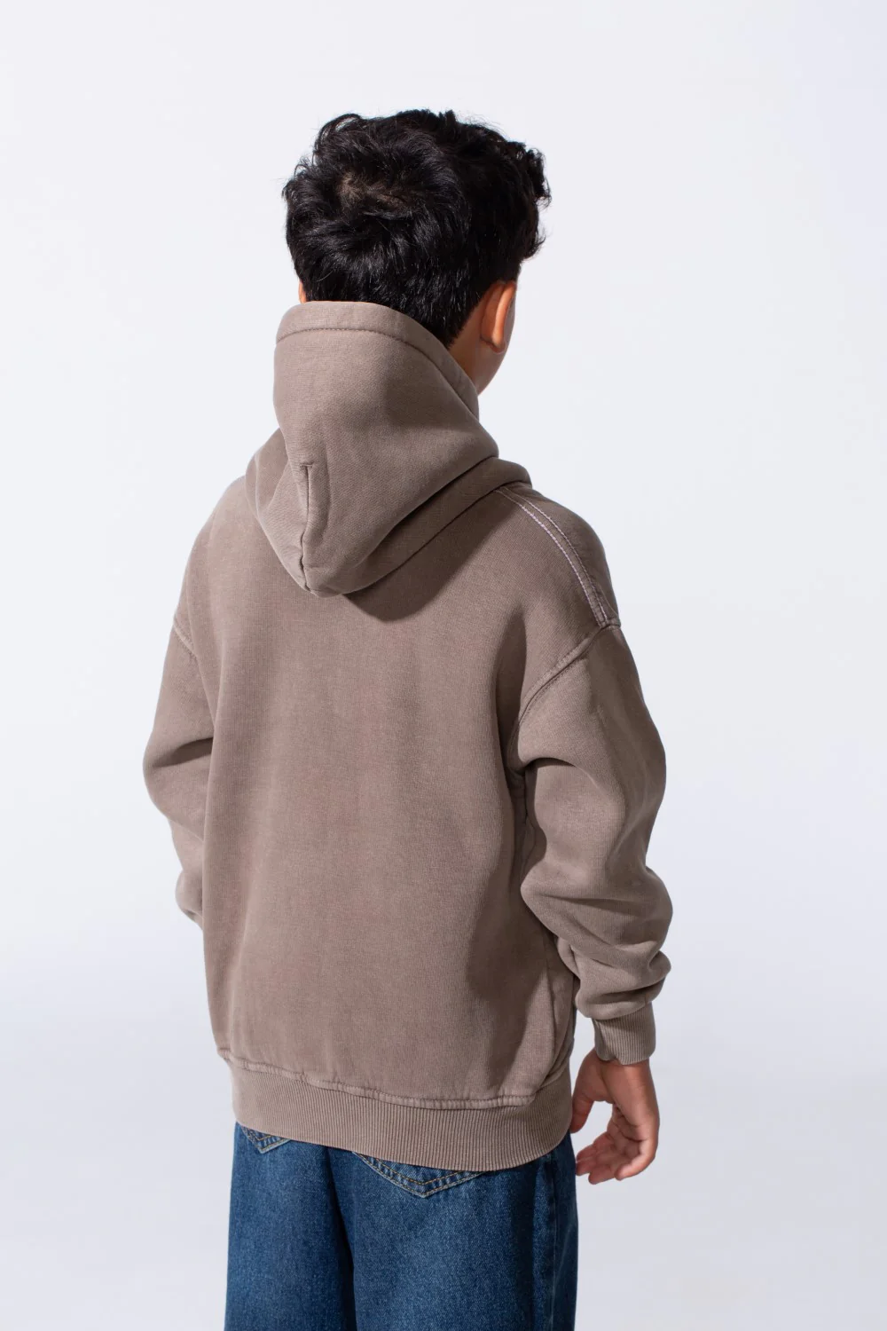 Boy's Slim Fit Washed Hoodie Sweatshirt With Front Pocket - Image 6