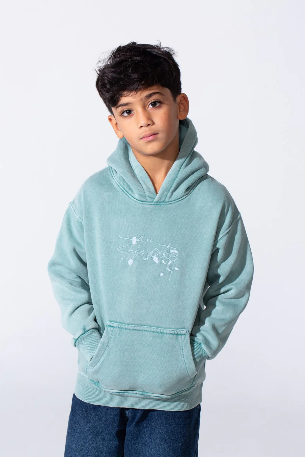 Boy's Slim Fit Washed Hoodie Sweatshirt With Front Pocket - Image 8