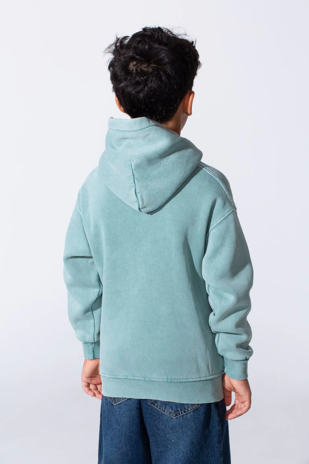 Boy's Slim Fit Washed Hoodie Sweatshirt With Front Pocket - Image 9