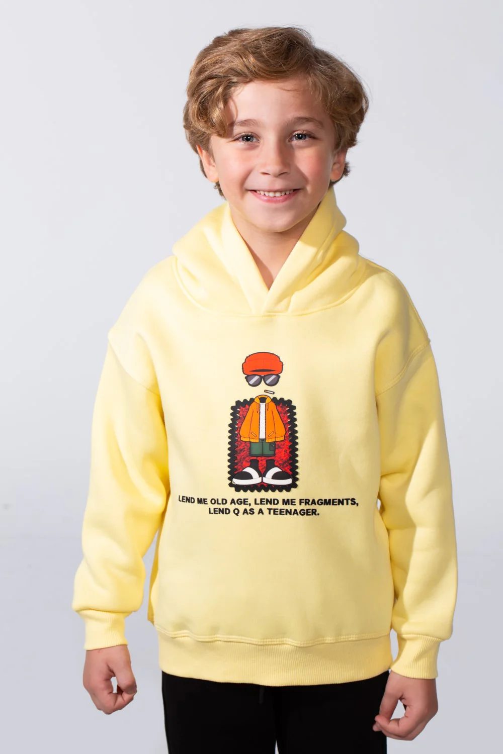 Boy's Slim Fit With Artistic Print On Chest Long Sleeve Comfort Melton Trendy Casual Style Hood Sweatshirt - Image 3