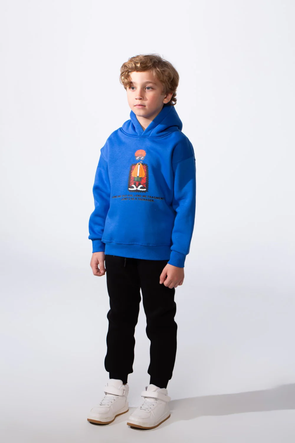 Boy's Slim Fit With Artistic Print On Chest Long Sleeve Comfort Melton Trendy Casual Style Hood Sweatshirt - Image 5