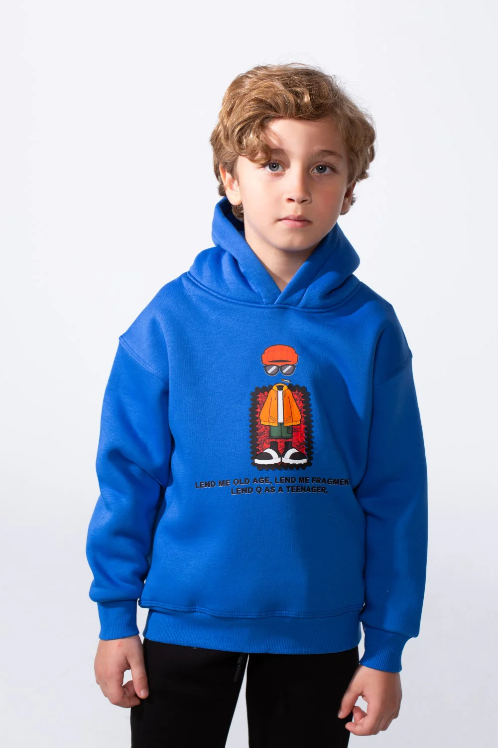 Boy's Slim Fit With Artistic Print On Chest Long Sleeve Comfort Melton Trendy Casual Style Hood Sweatshirt - Image 7