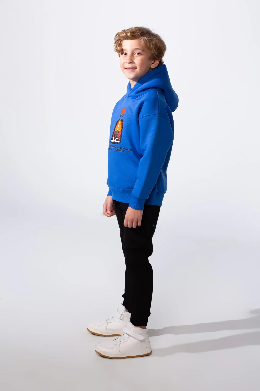 Boy's Slim Fit With Artistic Print On Chest Long Sleeve Comfort Melton Trendy Casual Style Hood Sweatshirt - Image 8