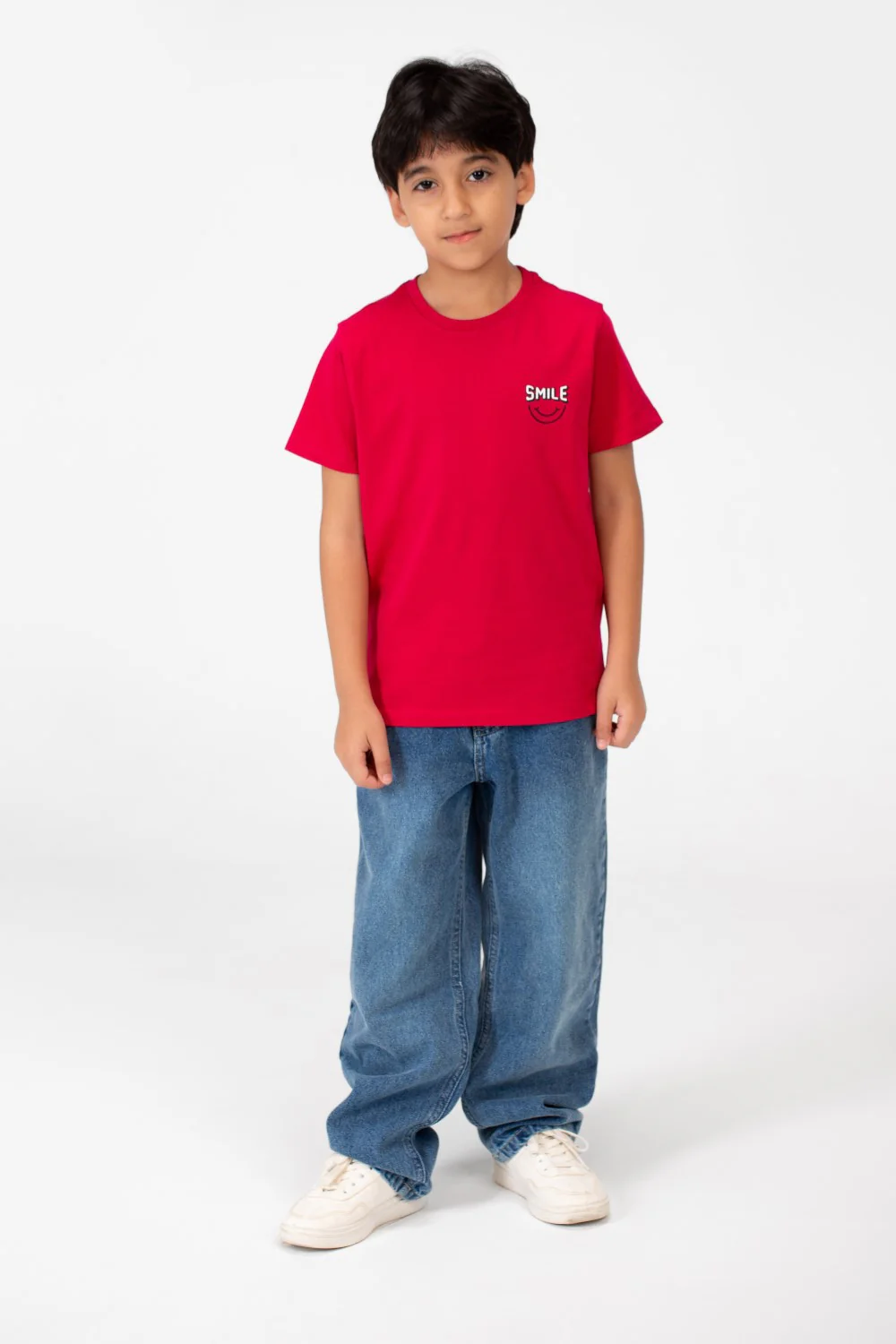 Boy's Smile Face Print Crew Neck T-Shirt - Image 12