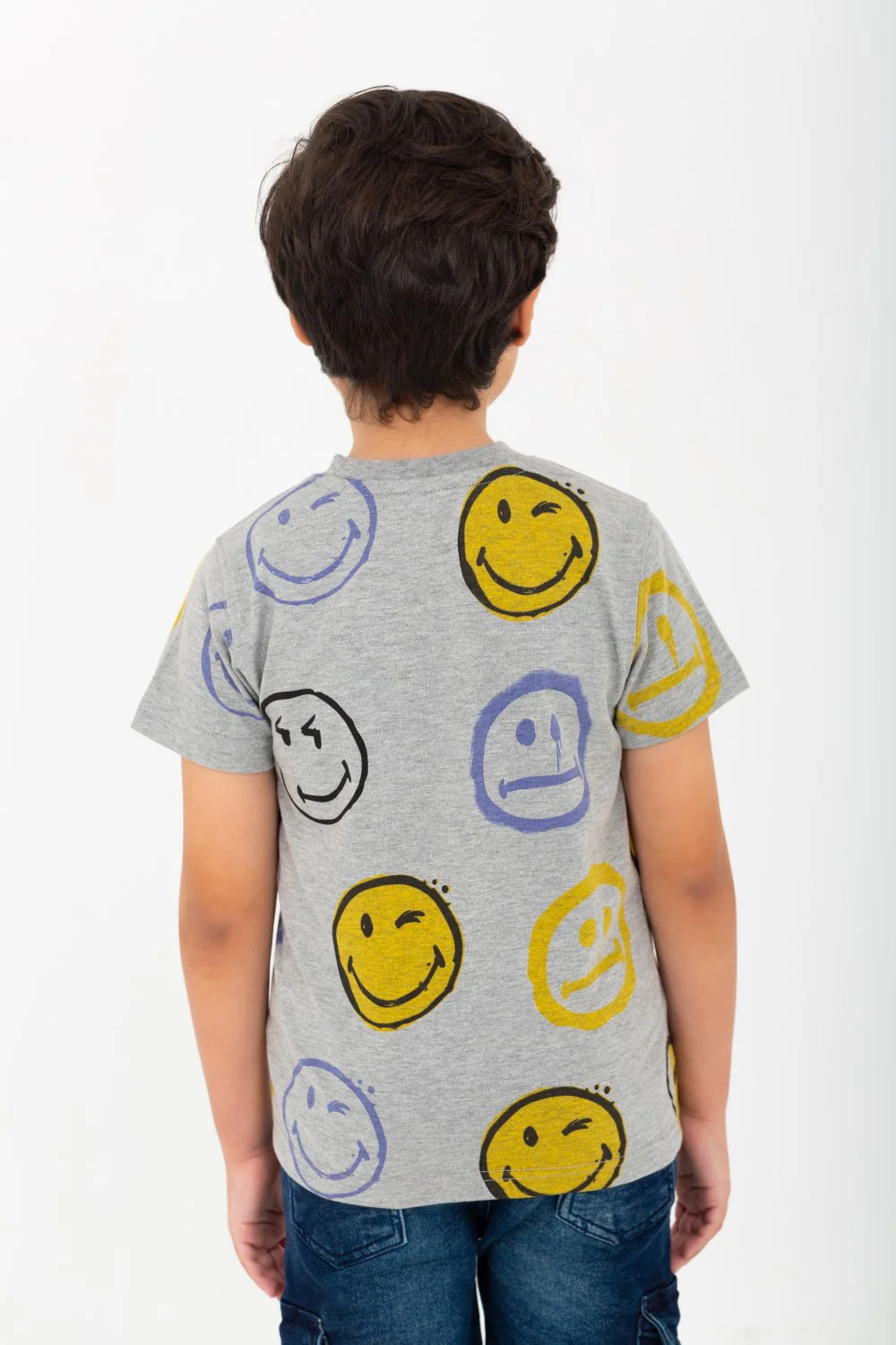 Boy's Smiley Face Printed Half Sleeve T-Shirt With Round Neck - Image 6
