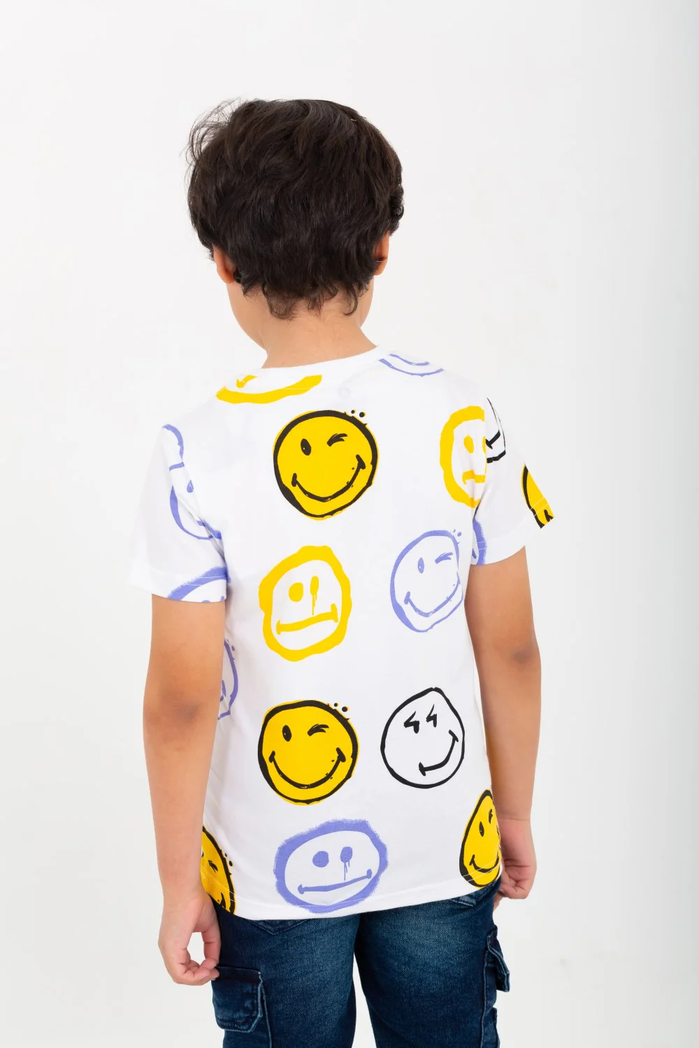 Boy's Smiley Face Printed Half Sleeve T-Shirt With Round Neck - Image 8