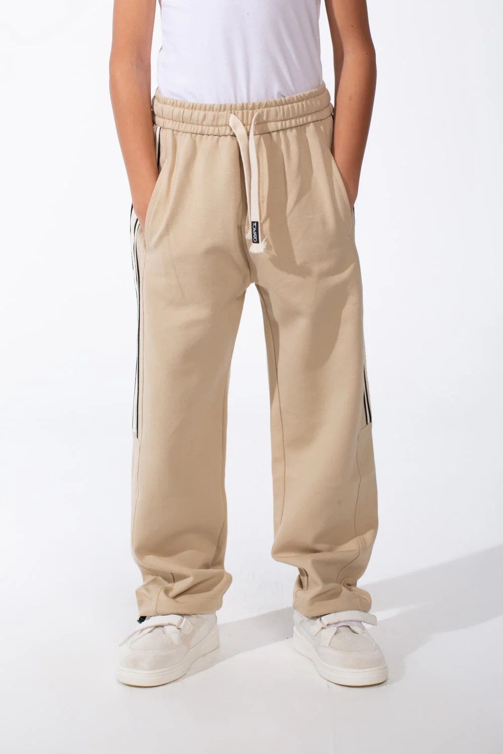 Boy's Sporty Wide-Leg Design Contrast Side Stripes Side Pockets Trendy Athletic Style For Daily Use Sweatpants