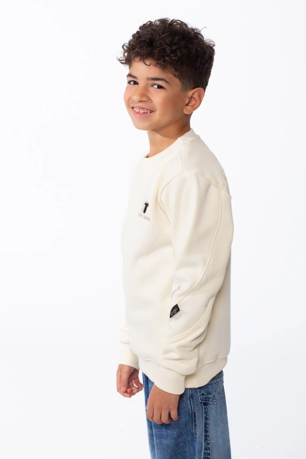 Boy's Stretchy Round Neck Elastic Cuffs Embroidery On Chest Matching Elbows Print Cozy Comfy Sweatshirt - Image 8