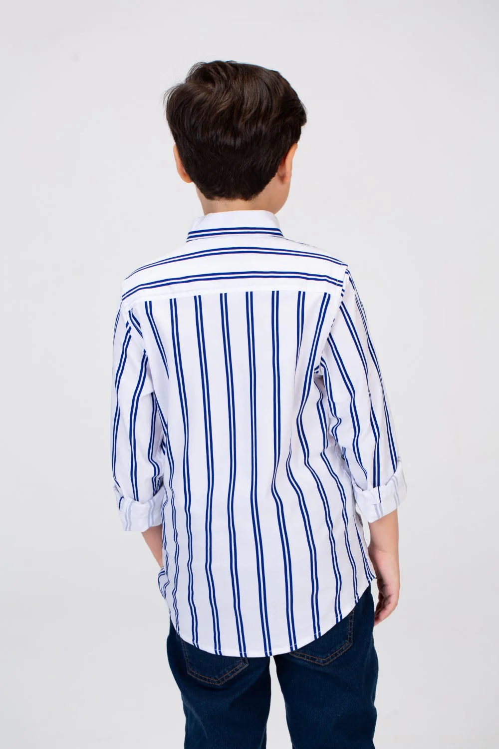 Boys Striped Shirt With Long Sleeves And Printed Poplin Material - Image 5