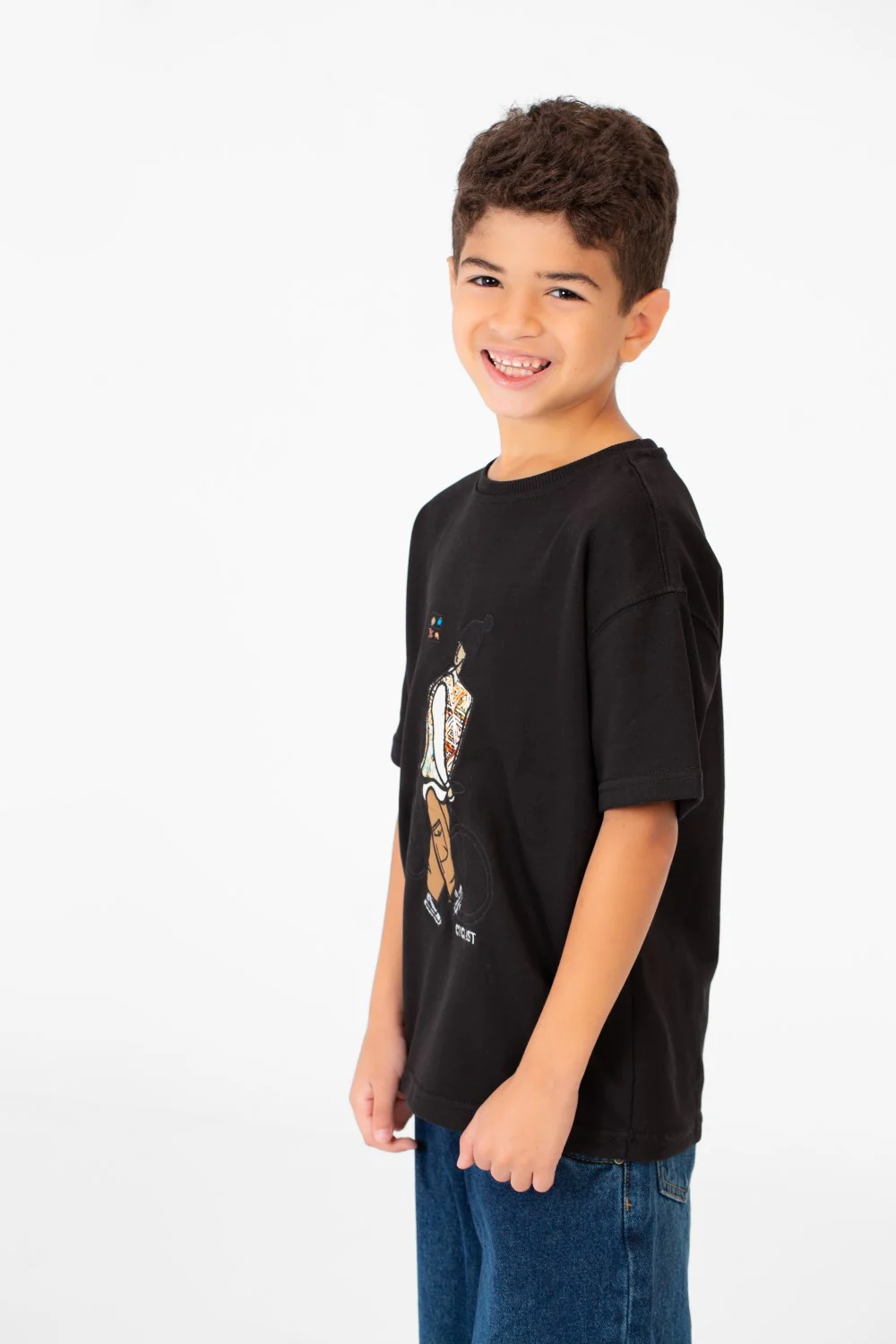 Boy's Summer Melton Oversized Half Sleeve Front Print T-Shirt - Image 3