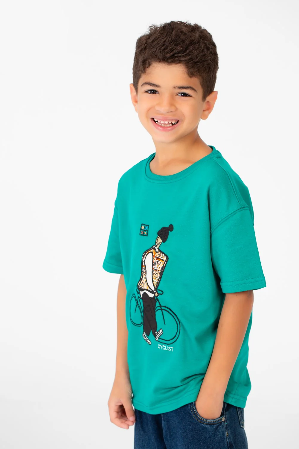 Boy's Summer Melton Oversized Half Sleeve Front Print T-Shirt - Image 7