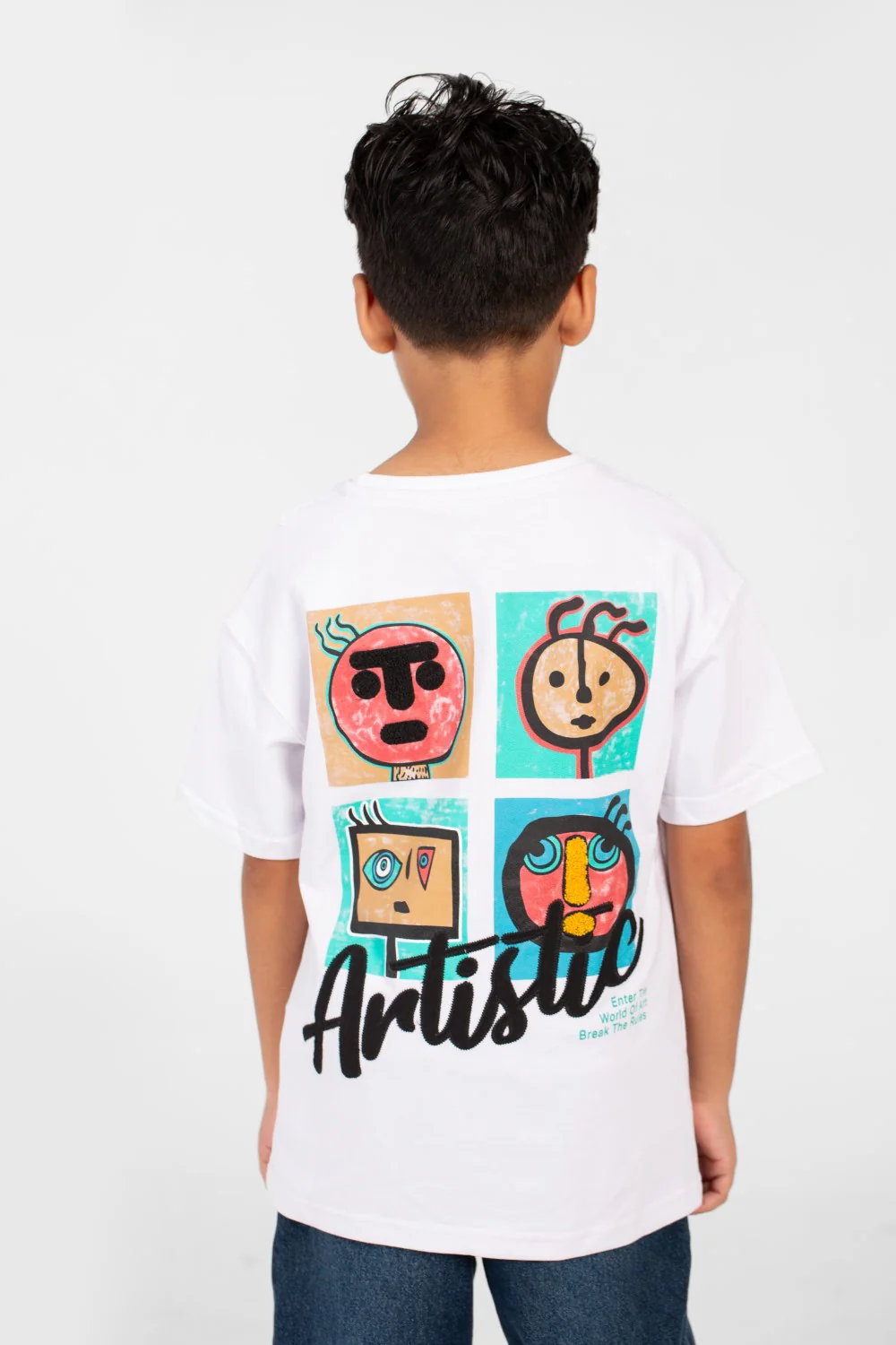 Boy's Summer Melton Short Sleeves T-shirt With Front And Back Print - Image 10