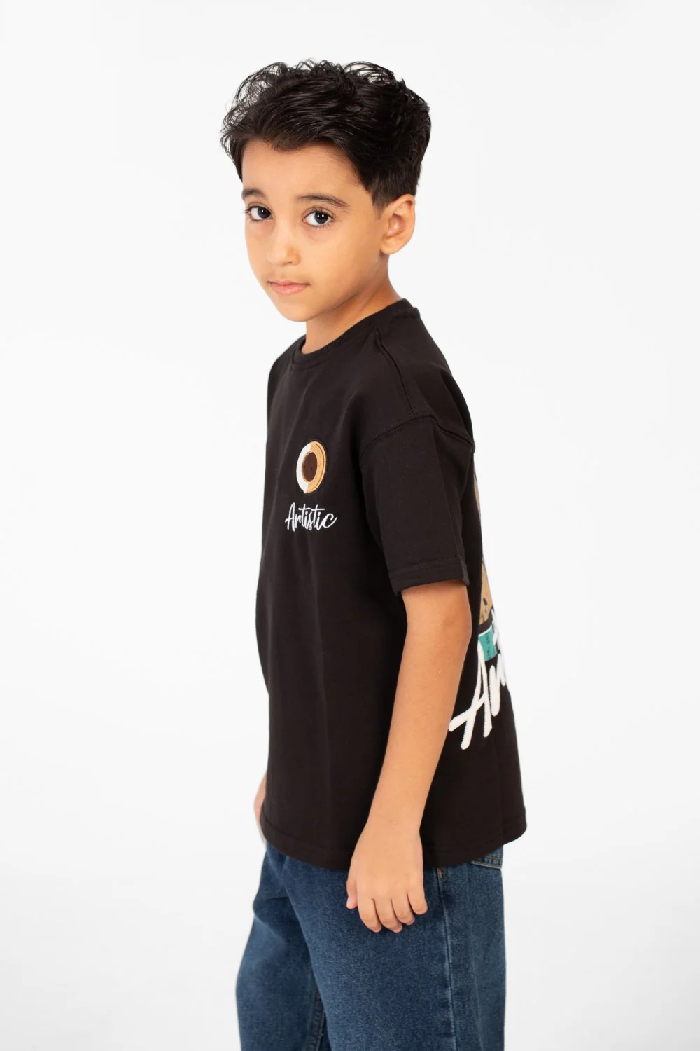 Boy's Summer Melton Short Sleeves T-shirt With Front And Back Print - Image 3