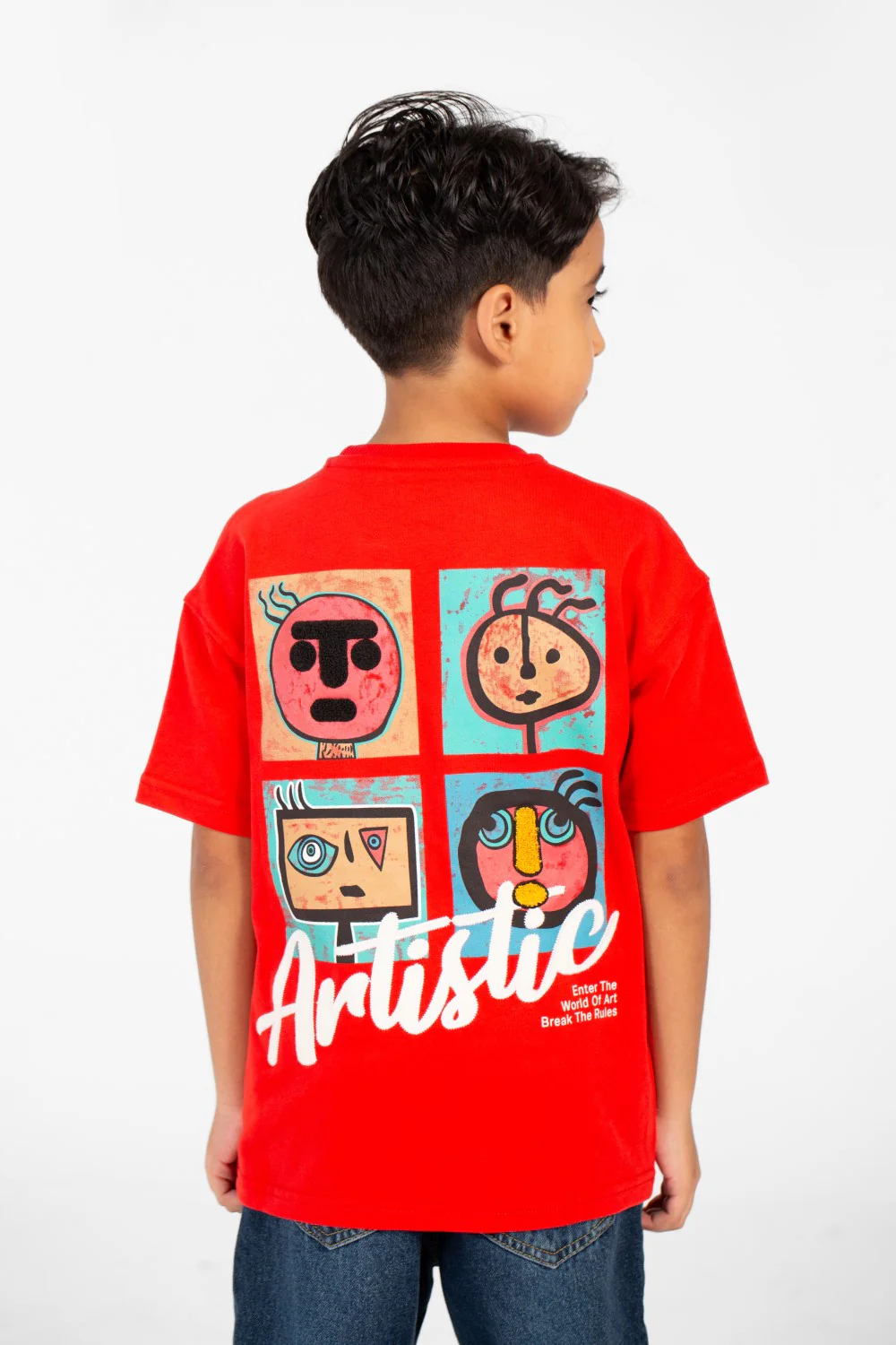 Boy's Summer Melton Short Sleeves T-shirt With Front And Back Print - Image 6
