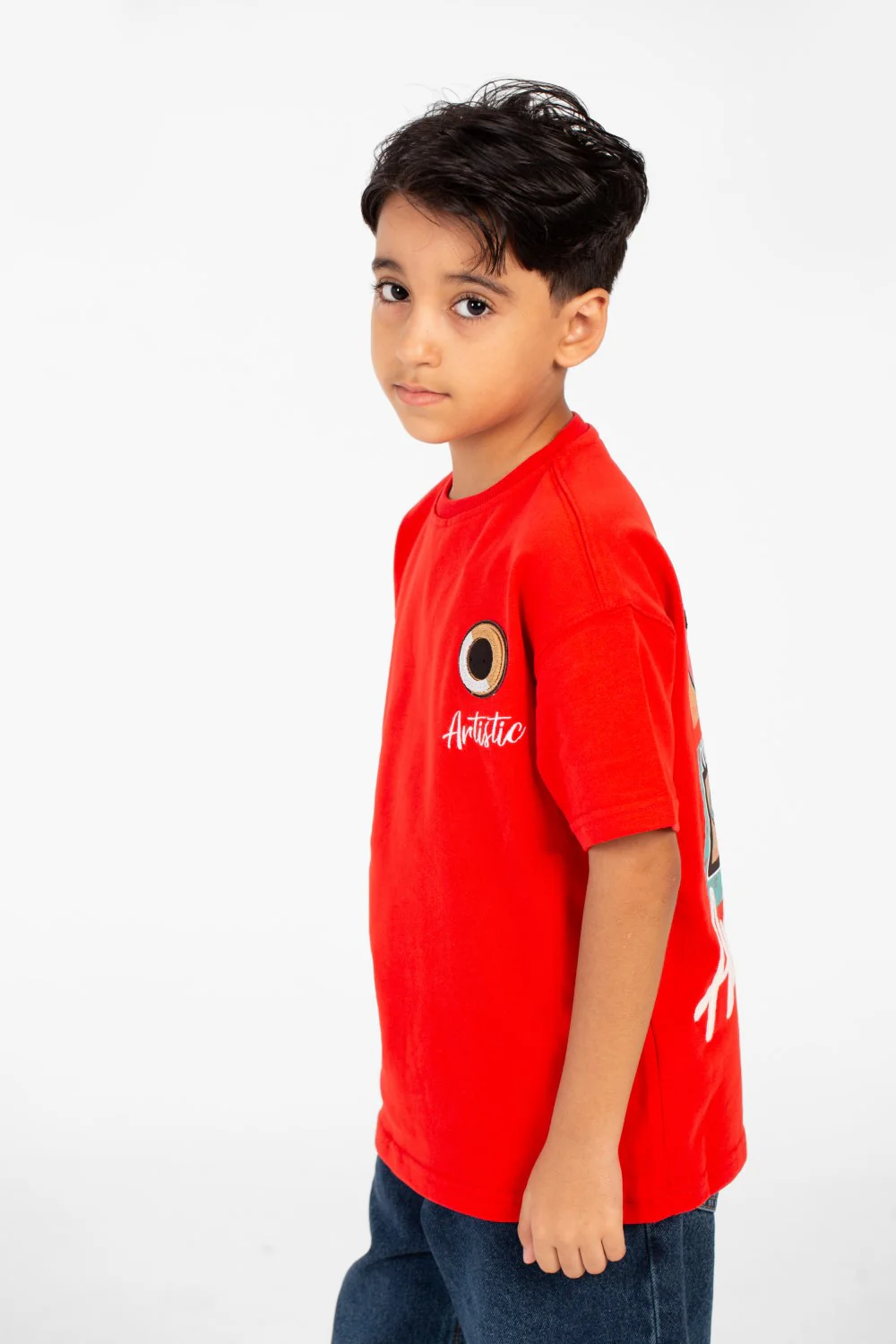 Boy's Summer Melton Short Sleeves T-shirt With Front And Back Print - Image 7