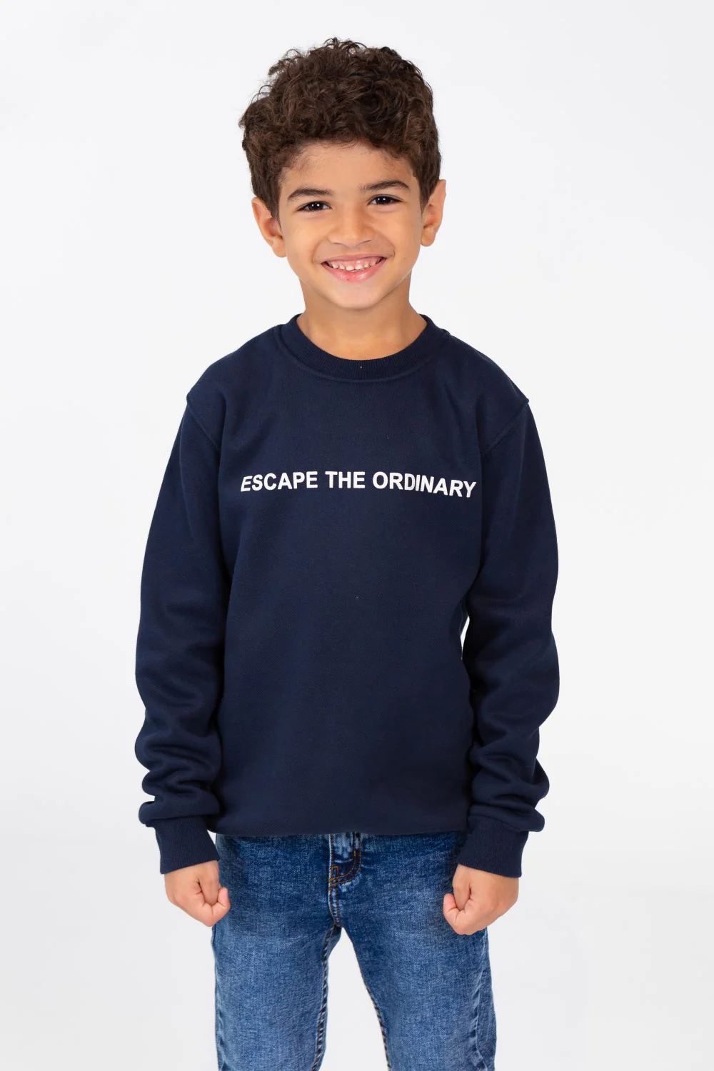Boy's Sweatshirt With A Round Neck And Text Print On The Front - Image 5