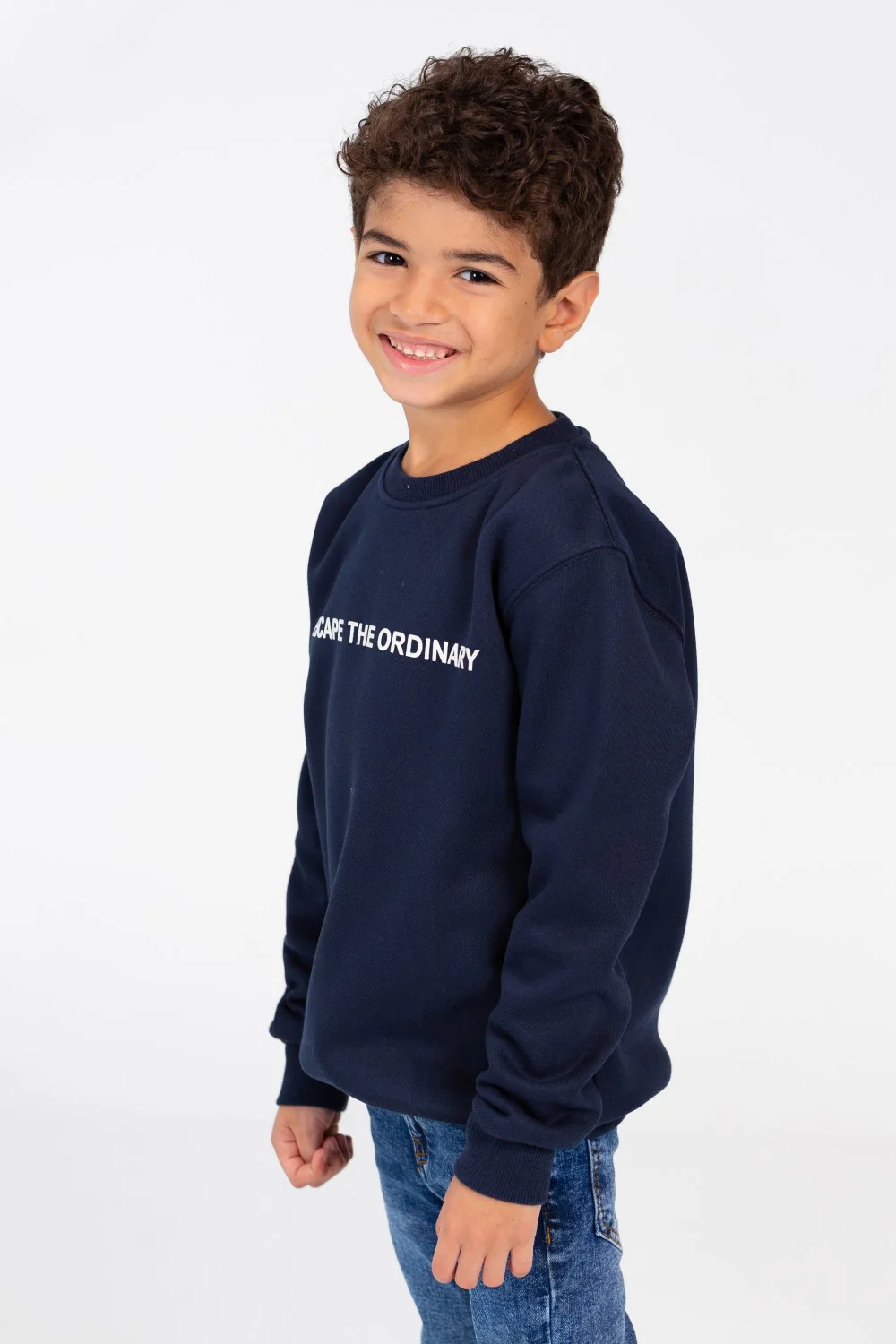 Boy's Sweatshirt With A Round Neck And Text Print On The Front - Image 7