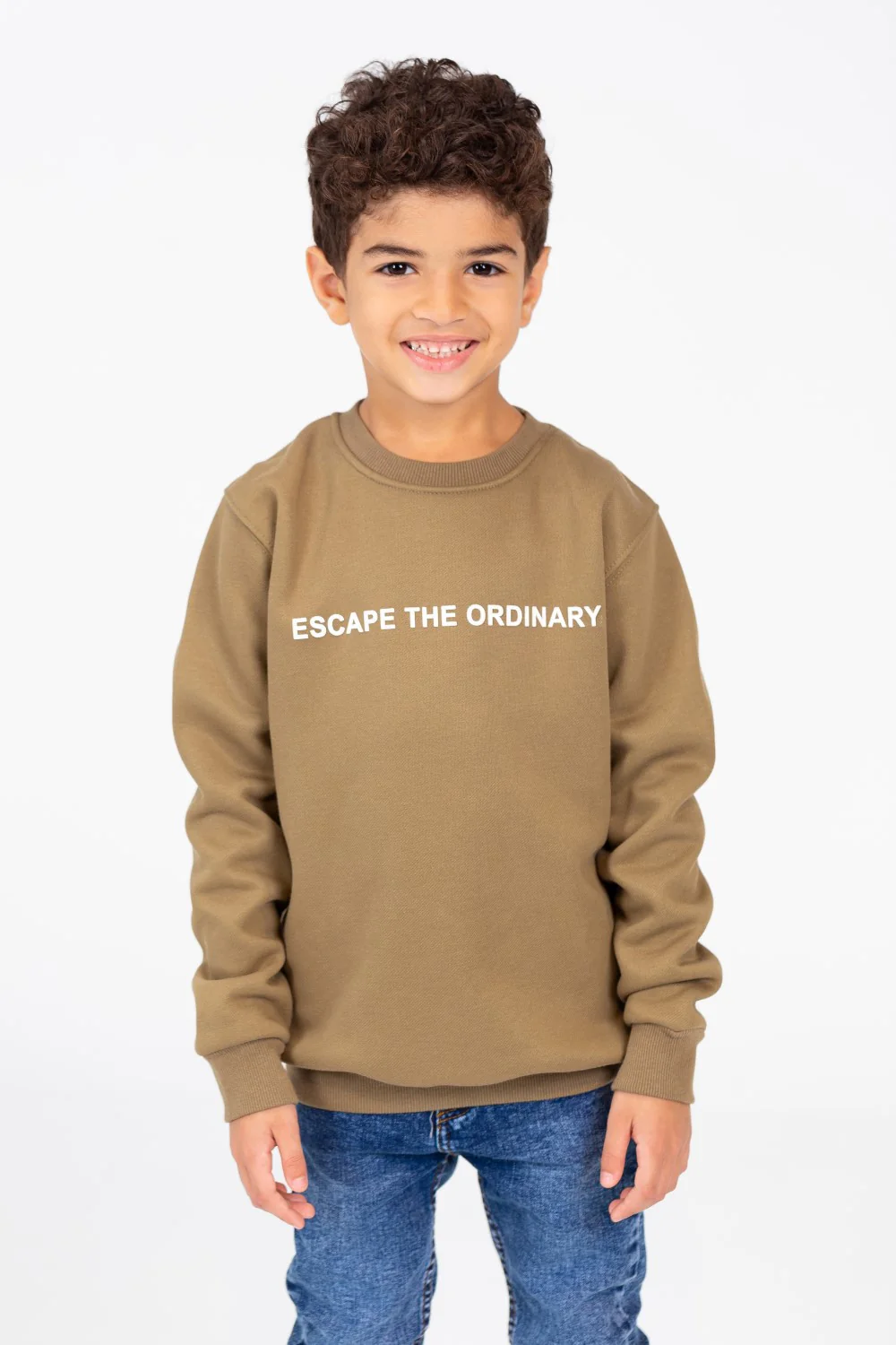 Boy's Sweatshirt With A Round Neck And Text Print On The Front - Image 9