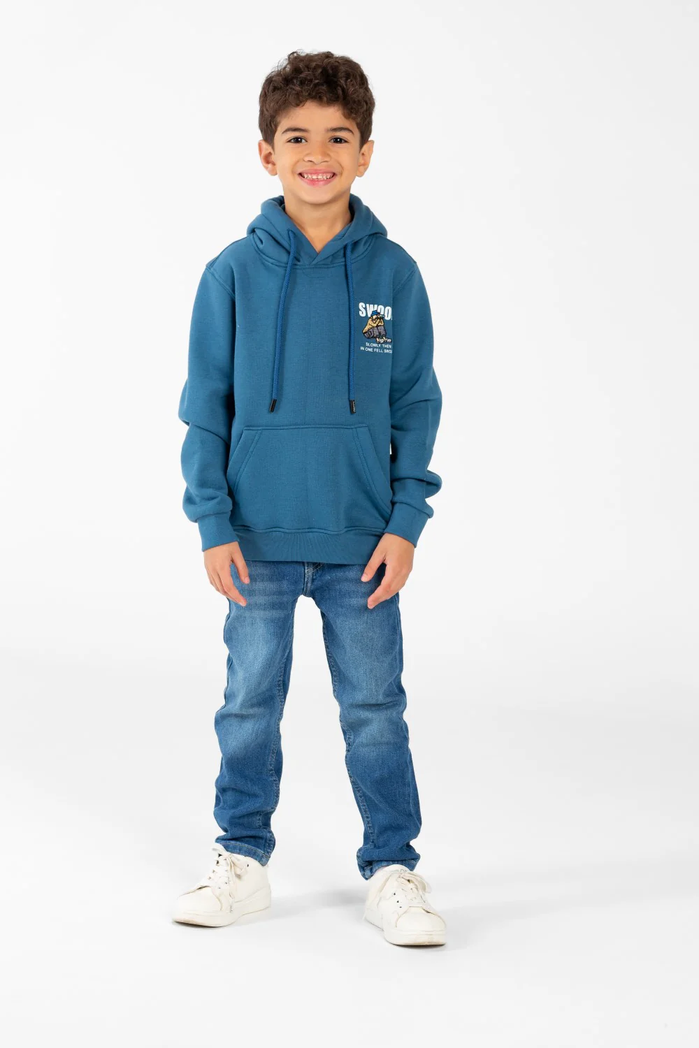 Boy's Sweatshirt With Hoodie Cut And Kangaroo Pocket - Image 4