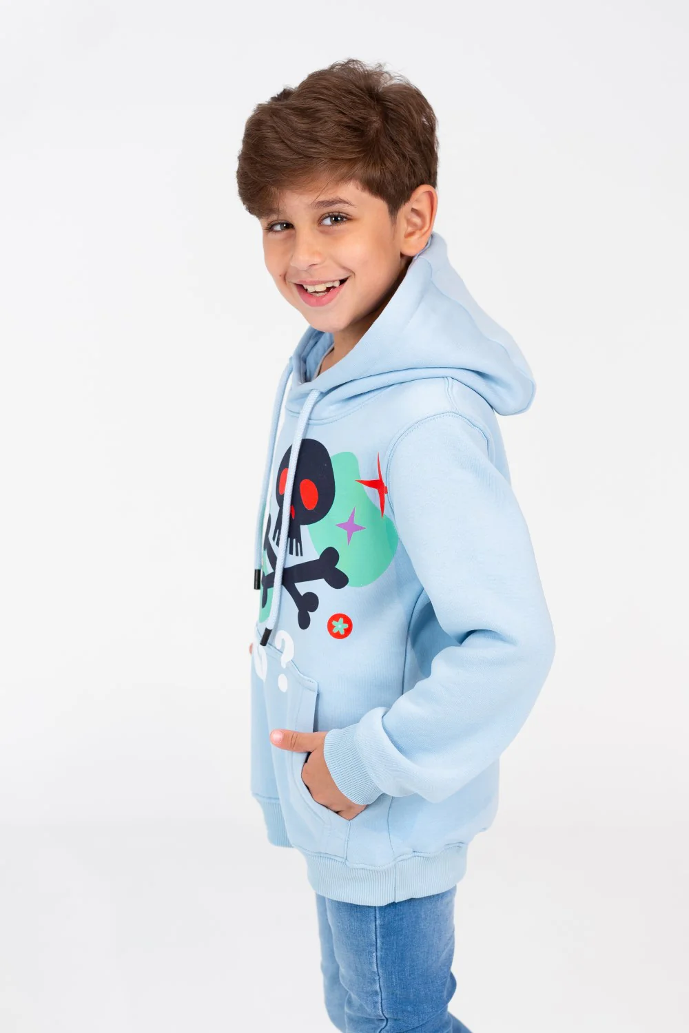 Boy's Sweatshirt With Kangaroo Pocket And Full Front Print - Image 3