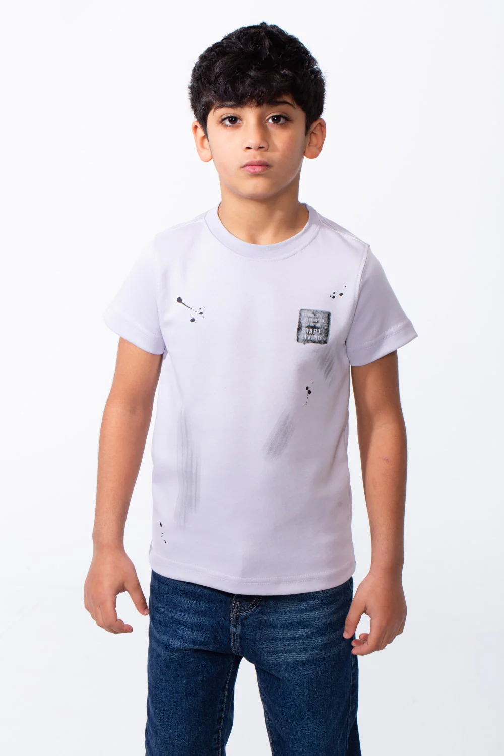 Boy's T-Shirt Ribbed Crew Neck Paint-Splatter Graphics Breathable Comfort Fabric Tomato Store - Image 5