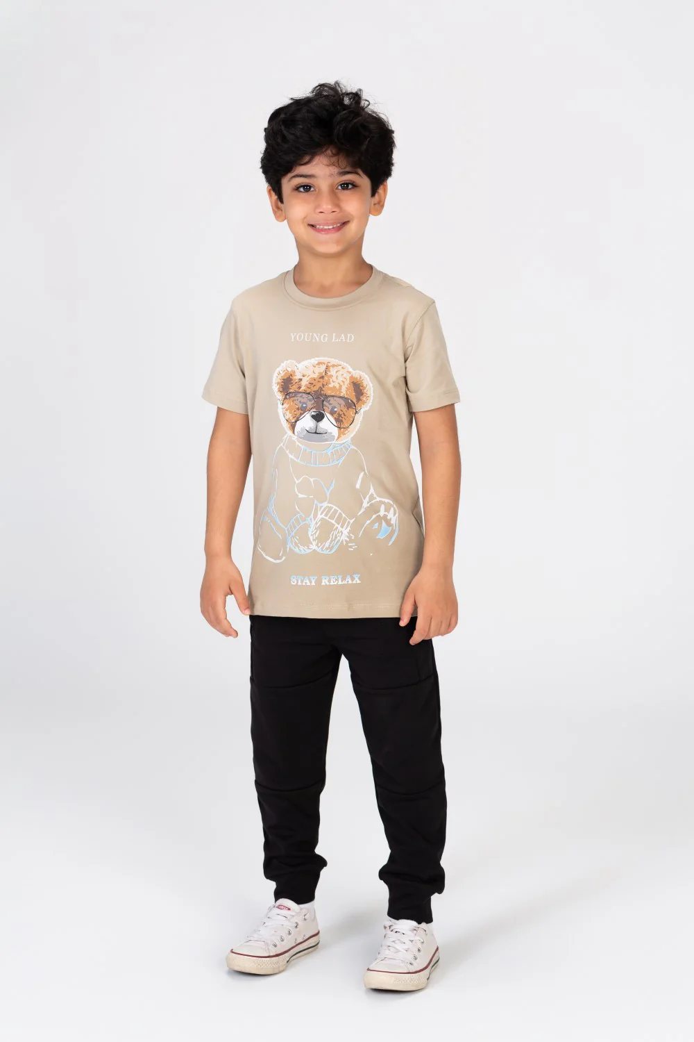 Boys T-shirt With A Bear Print On The Front Made Of Comfortable Cotton Material - Image 3