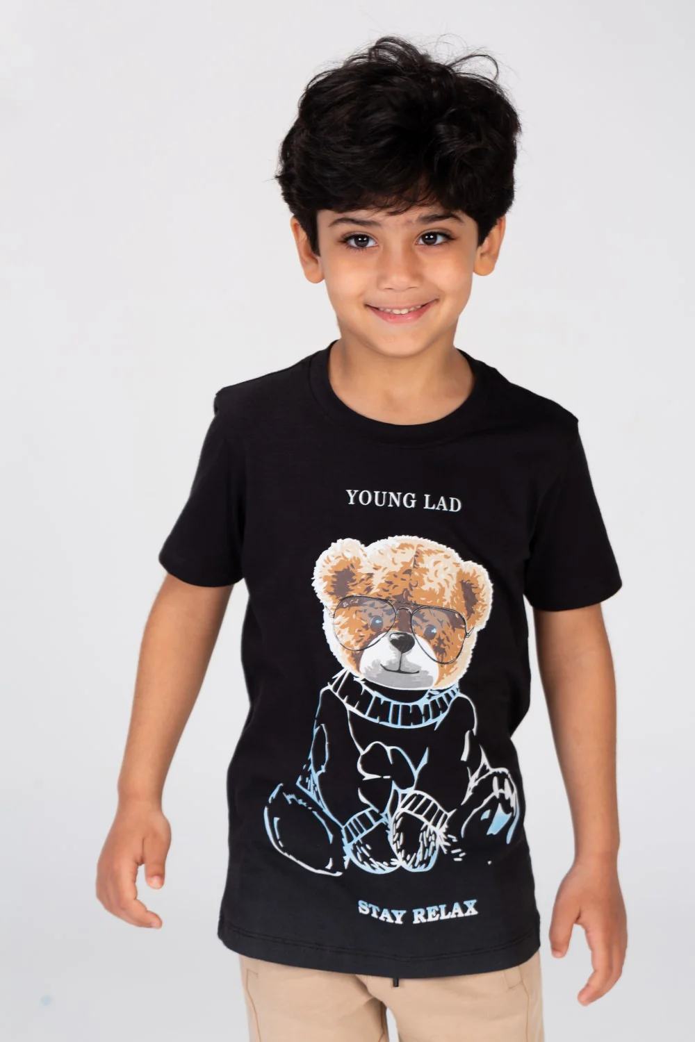 Boys T-shirt With A Bear Print On The Front Made Of Comfortable Cotton Material - Image 6