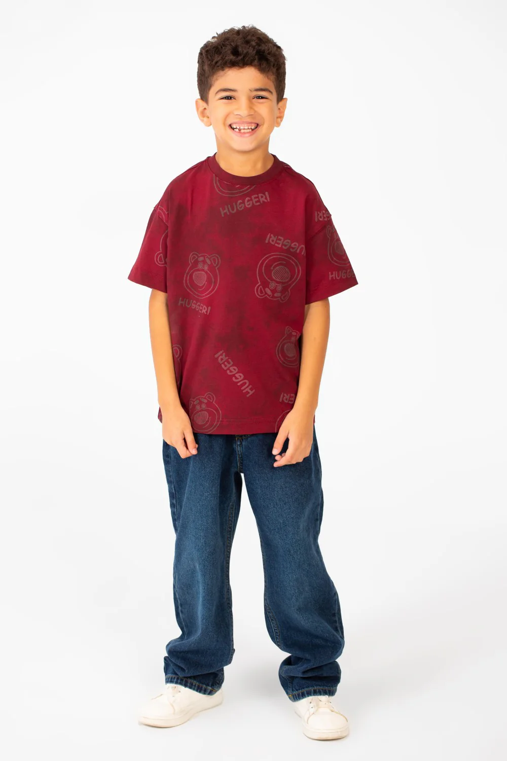 Boy's Tie Dye Short Sleeve Oversized T-Shirt with Hugger Print - Image 16