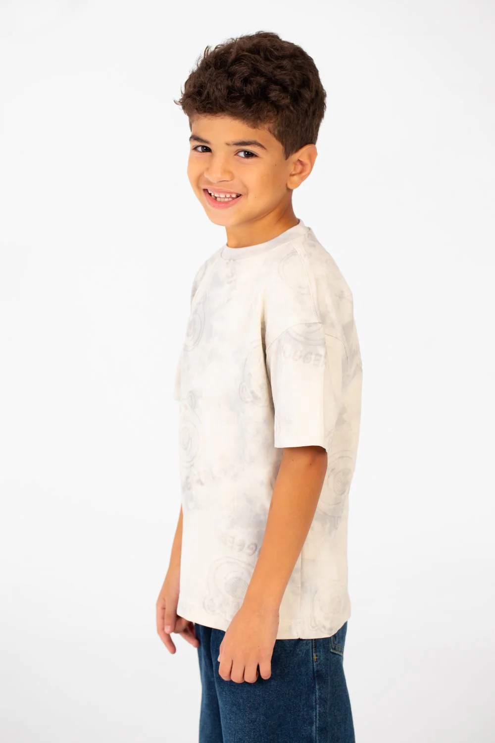 Boy's Tie Dye Short Sleeve Oversized T-Shirt with Hugger Print - Image 3