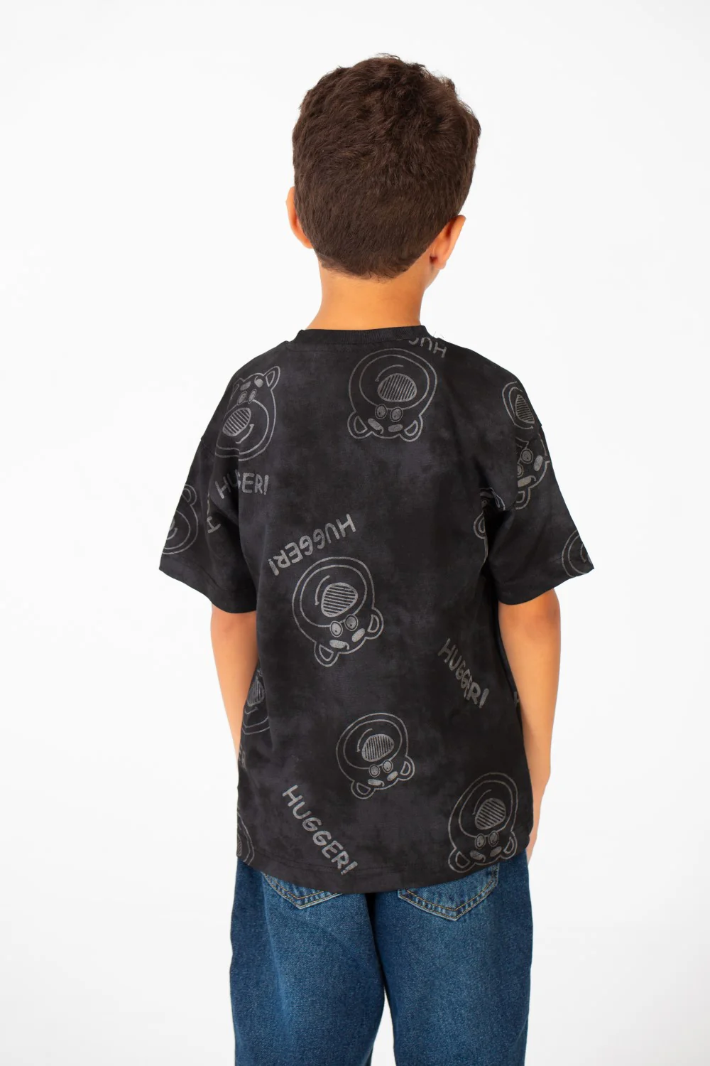 Boy's Tie Dye Short Sleeve Oversized T-Shirt with Hugger Print - Image 6