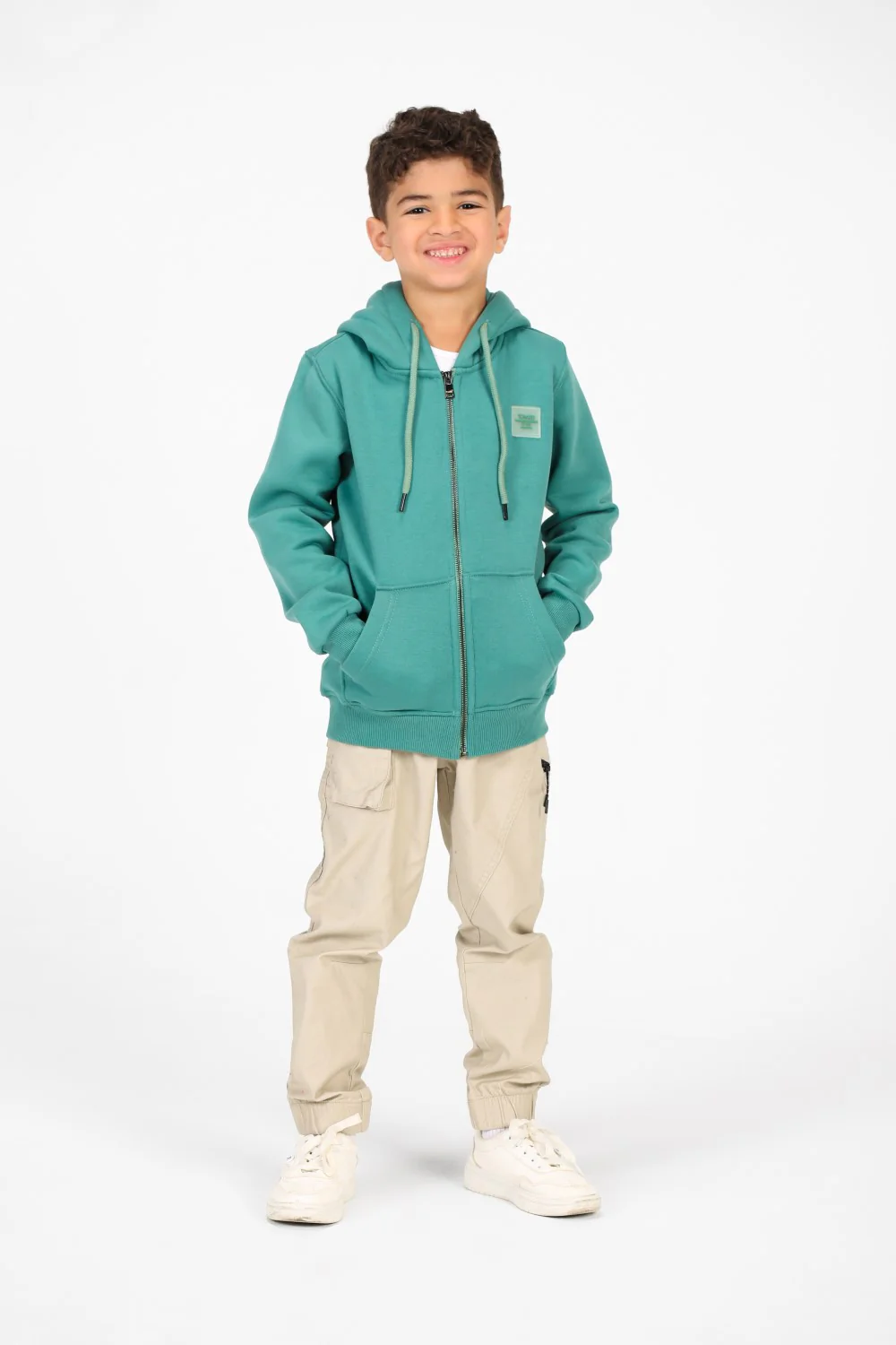 Boy's Tomato Basic Hood Sweatshirt With Full Zip Closure - Image 8