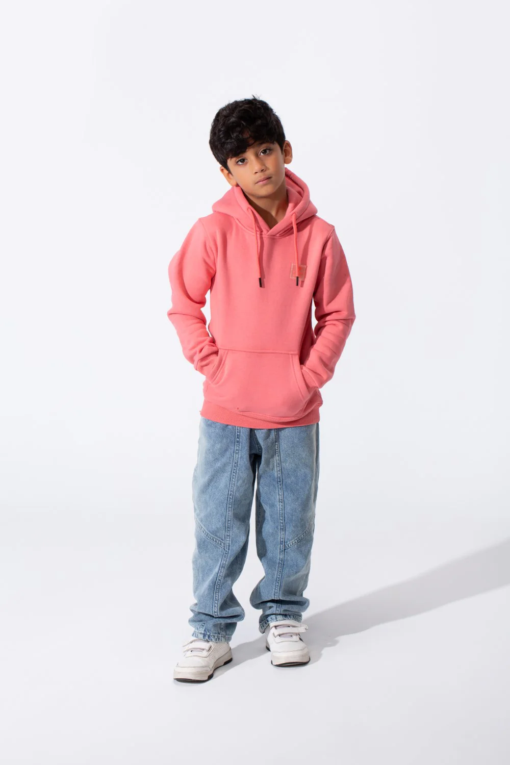 Boy's Tomato Basic Slim Fit Melton Sweatshirt With Front Pocket And Hood - Image 20