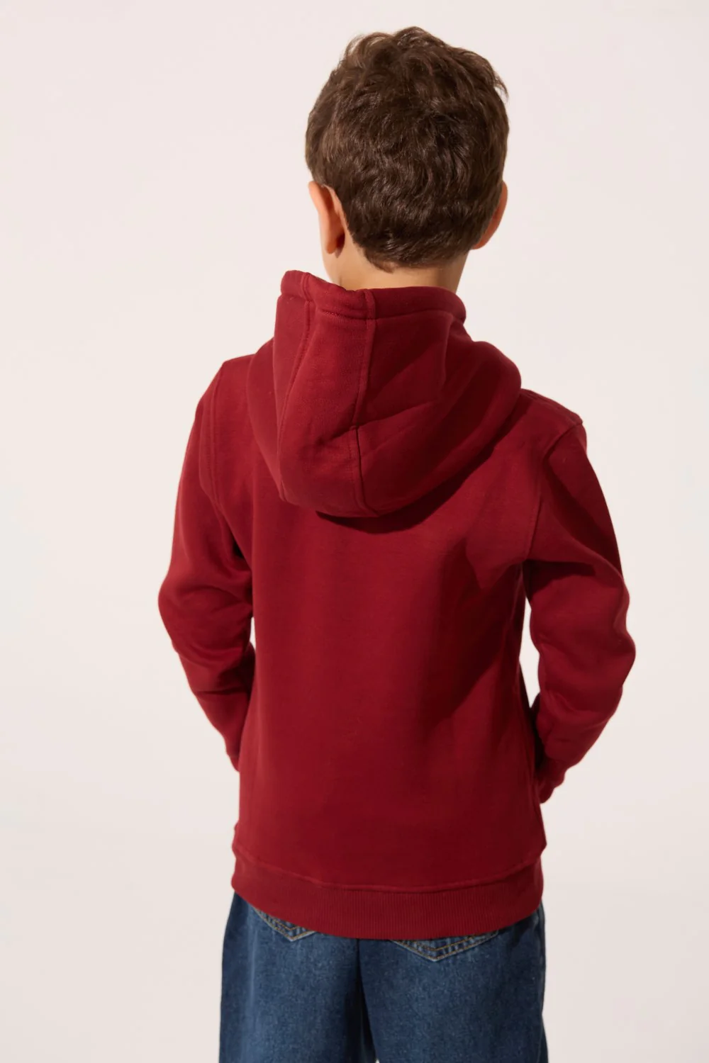 Boy's Tomato Basic Slim Fit Melton Sweatshirt With Front Pocket And Hood - Image 22