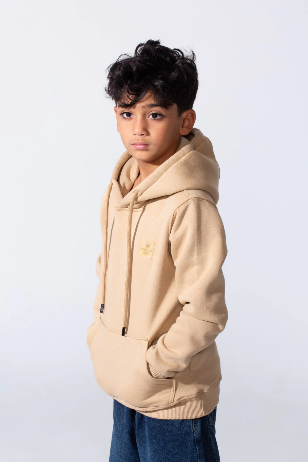Boy's Tomato Basic Slim Fit Melton Sweatshirt With Front Pocket And Hood - Image 3