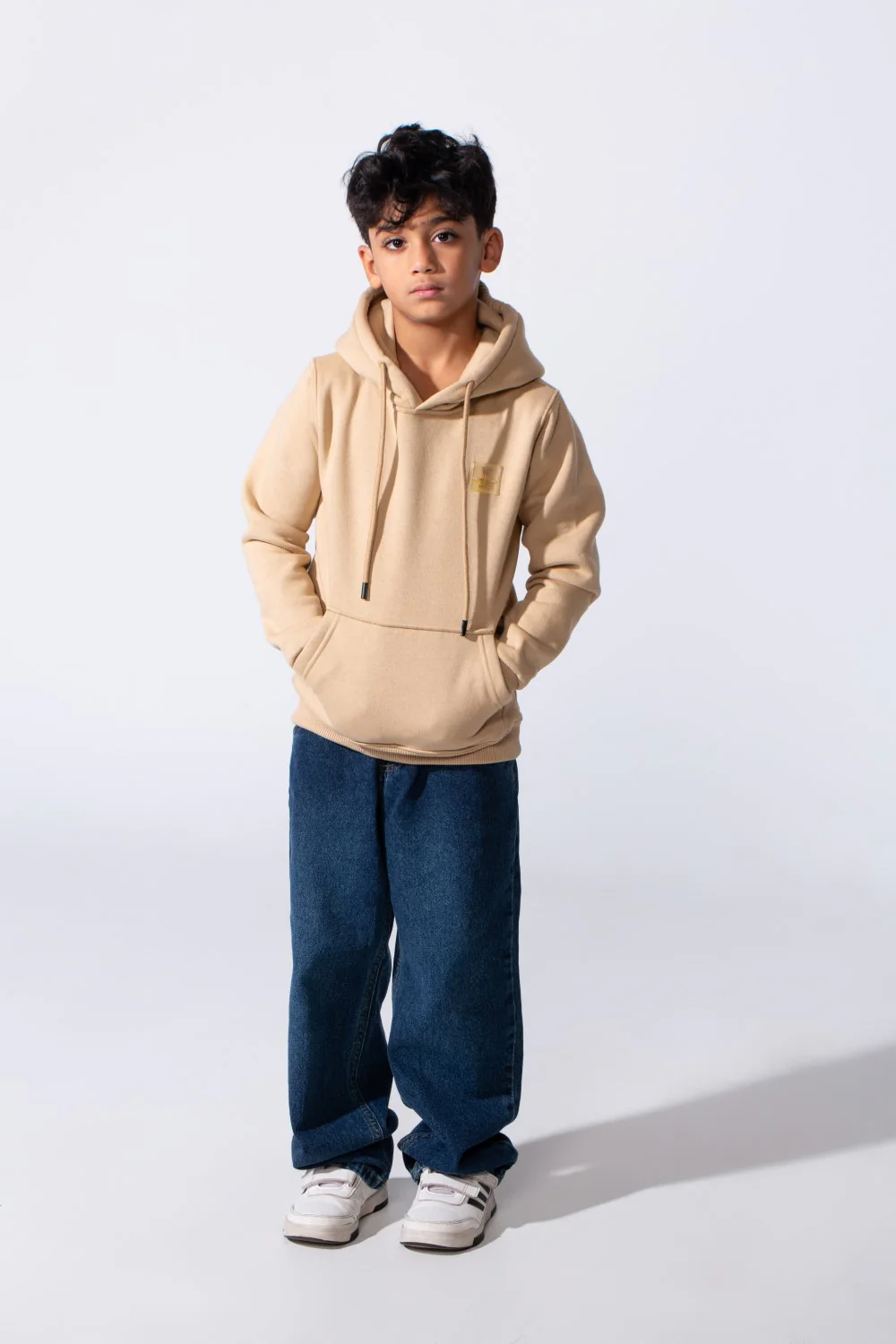 Boy's Tomato Basic Slim Fit Melton Sweatshirt With Front Pocket And Hood - Image 4