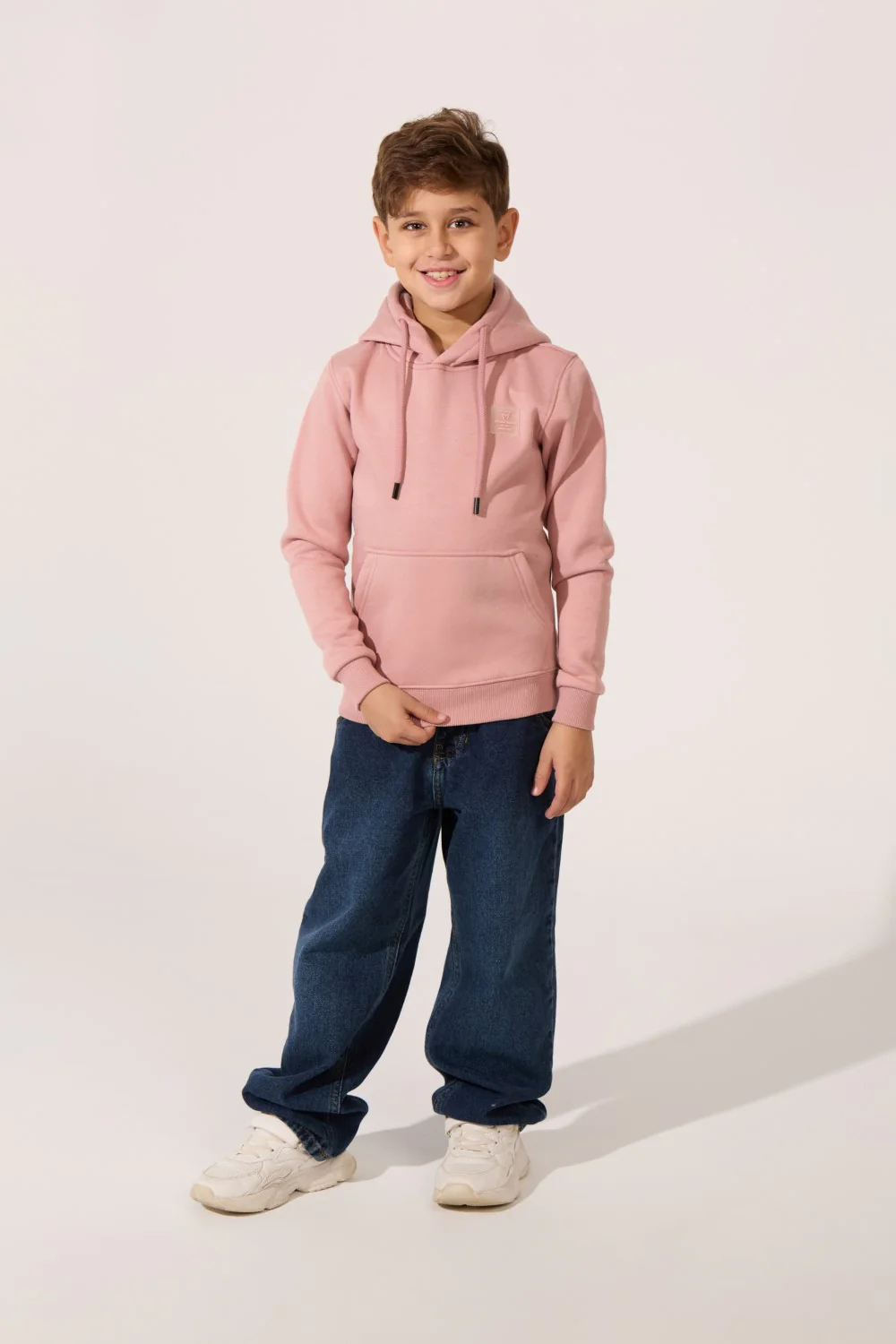 Boy's Tomato Basic Slim Fit Melton Sweatshirt With Front Pocket And Hood - Image 8