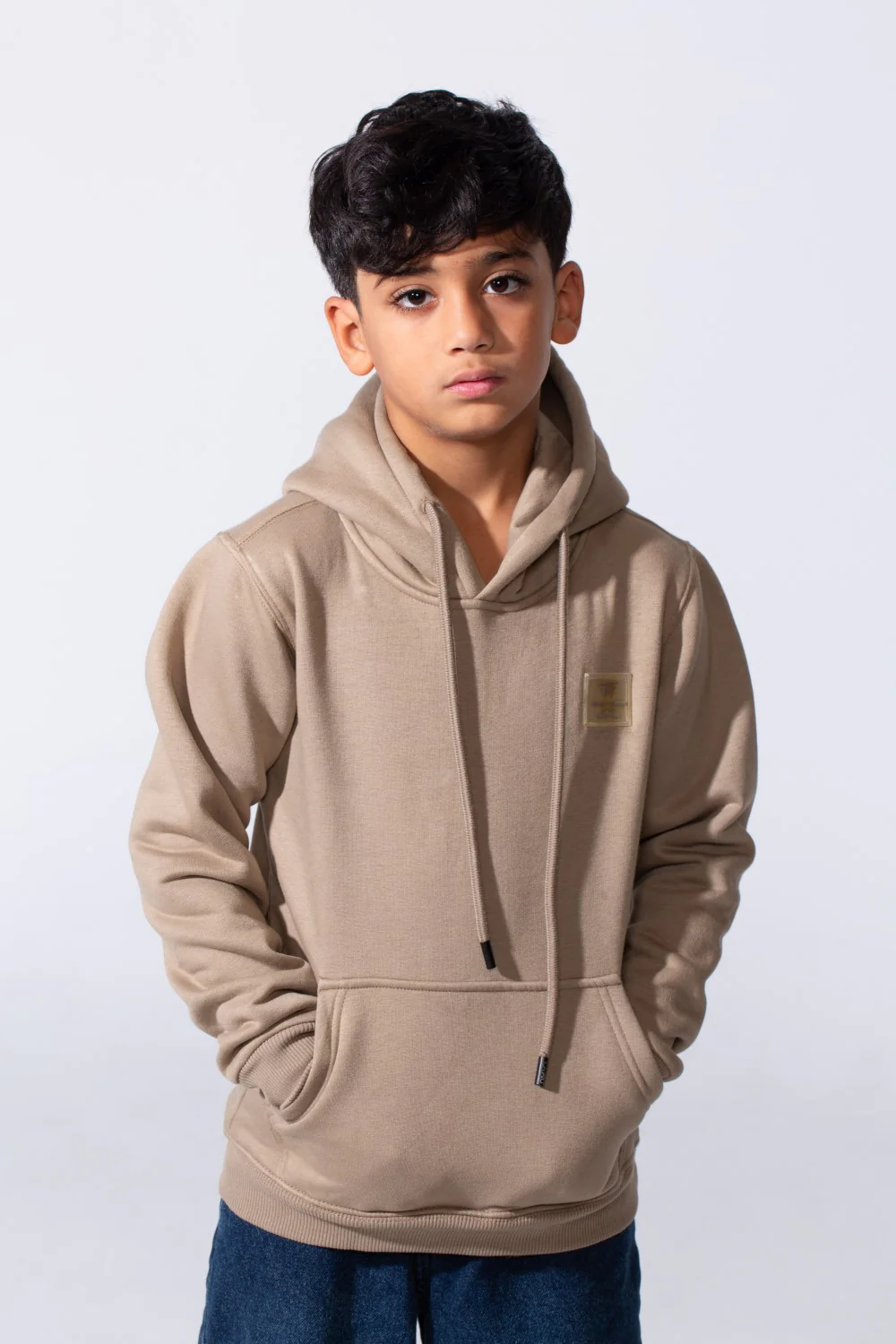 Boy's Tomato Basic Slim Fit Melton Sweatshirt With Front Pocket And Hood - Image 9