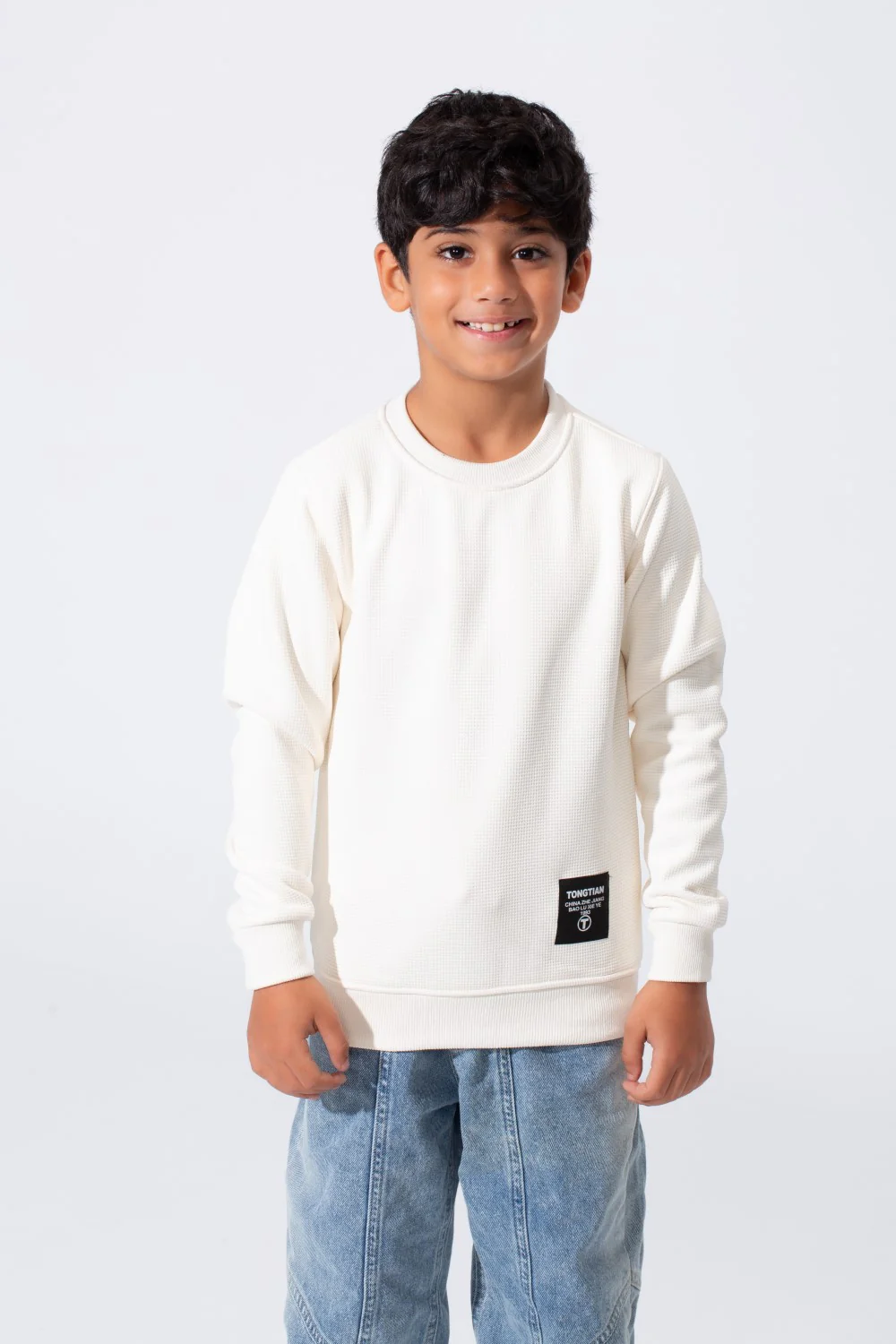 Boy's Tomato Basic Slim Fit Sweatshirt With Round Neck And Long Sleeves - Image 5