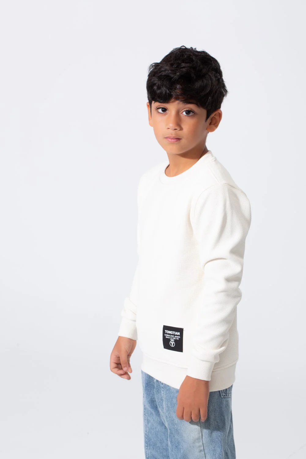 Boy's Tomato Basic Slim Fit Sweatshirt With Round Neck And Long Sleeves - Image 7