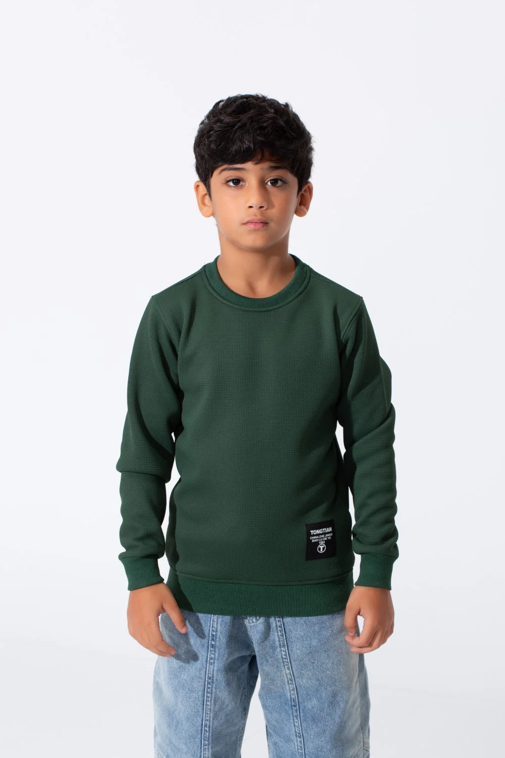 Boy's Tomato Basic Slim Fit Sweatshirt With Round Neck And Long Sleeves - Image 9