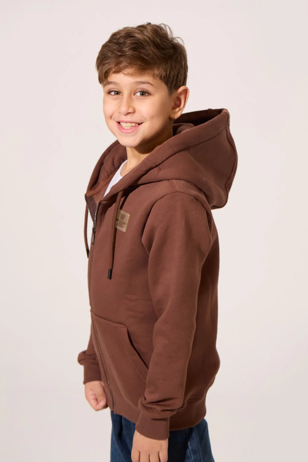 Boy's Tomato Full Zip Front Hooded Sweatshirt - Image 3