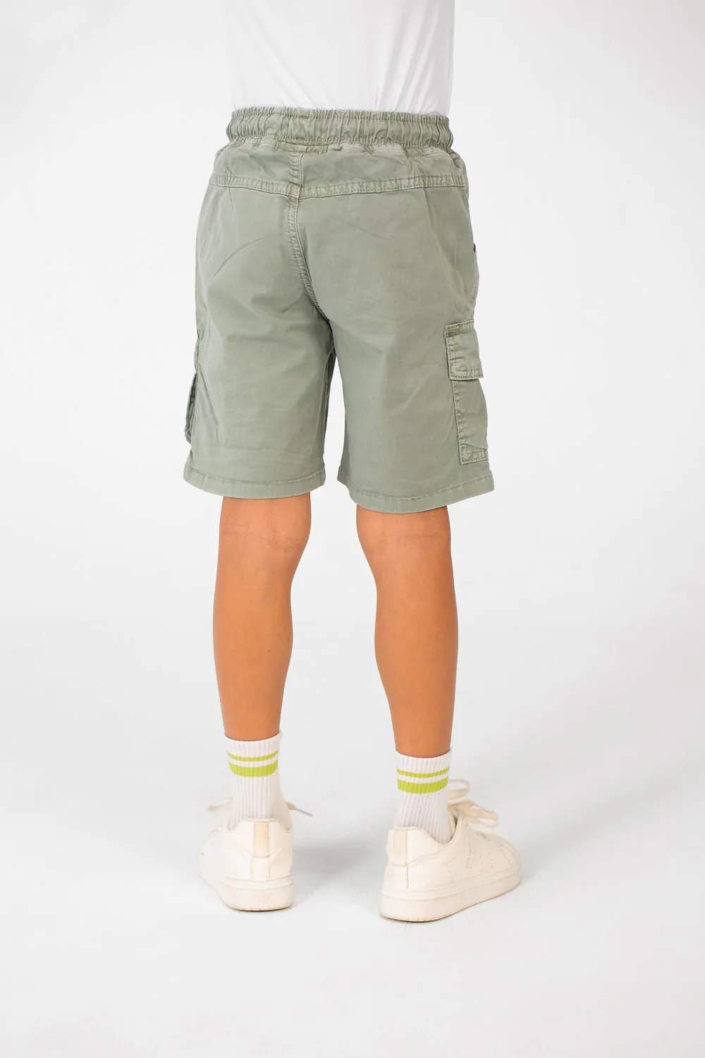 Boy's Tomato Gabardine Elastic Waistband Short With Modern Pockets - Image 10