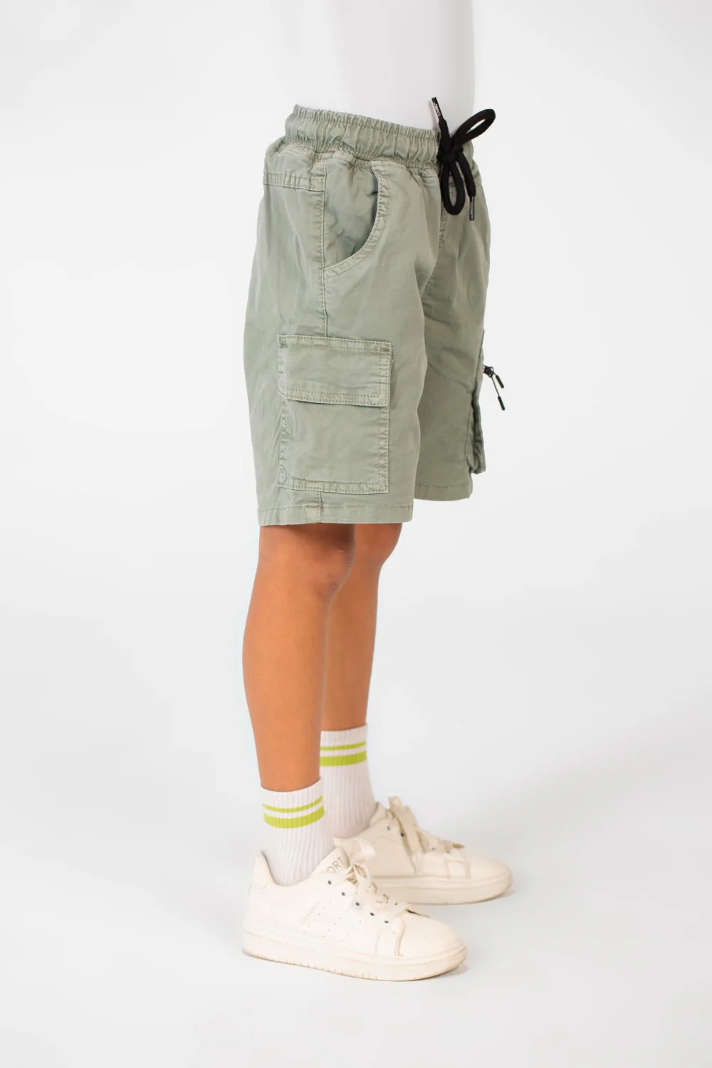 Boy's Tomato Gabardine Elastic Waistband Short With Modern Pockets - Image 11